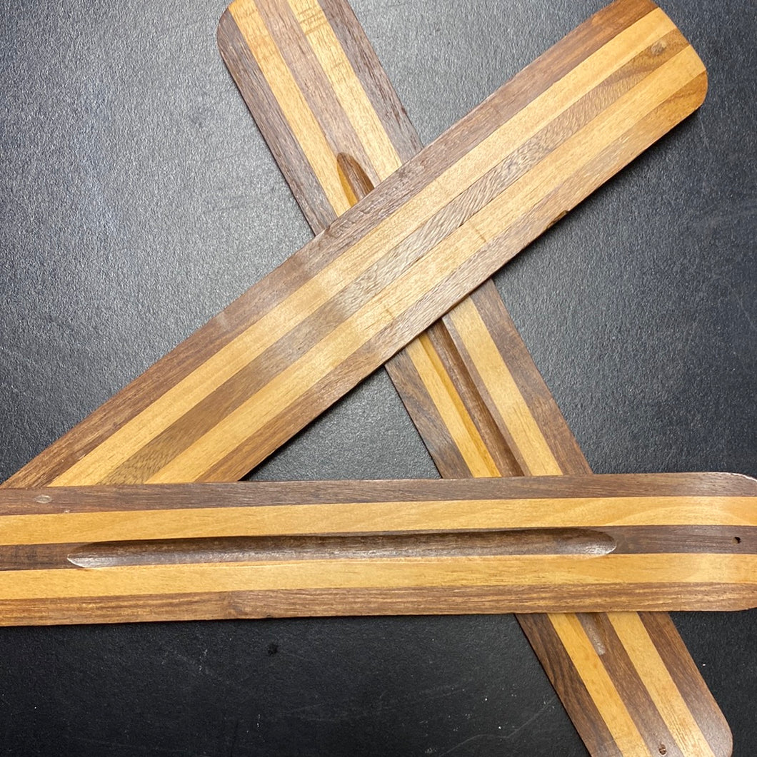 Acacia Wood Striped Incense Holder